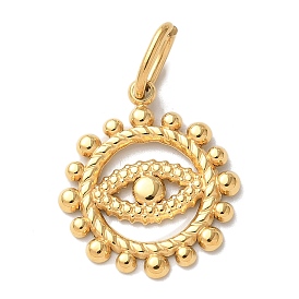 304 подвески из нержавеющей стали, с целью перехода в кольце, ионное покрытие (ip), плоские круглые подвески с узором в виде глаз