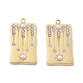 304 подвески из нержавеющей стали, со стразами, ионное покрытие (ip), прямоугольные