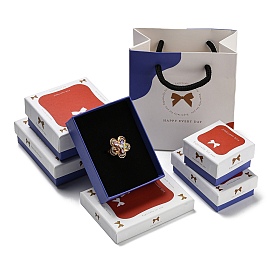 Boîte à bijoux en carton, étui à bijoux imprimé nœud papillon pour collier, Broche, anneau, emballage de boucle d'oreille