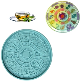 12 Constellation Cup Mat Silicone Molds, Resin Casting Coaster Molds, for UV Resin, Epoxy Resin Craft Making