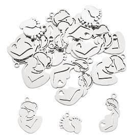 18 pcs 3 style fête des mères 201 pendentifs en acier inoxydable, Coupe au laser, bébé et maman