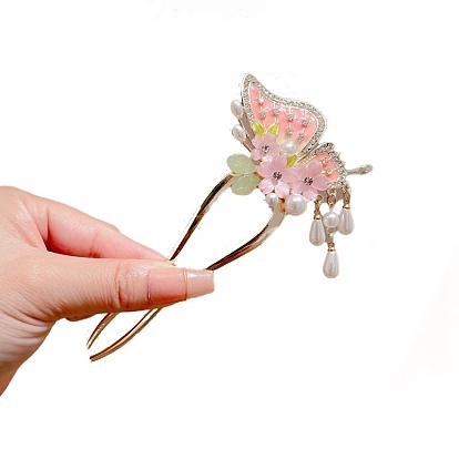 Alloy Enamel Hair Sticks, Butterfly