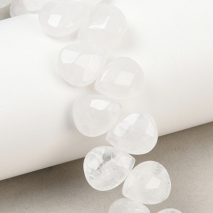 Natural Quartz Crystal Beads Strands, Rock Crystal, Top Drilled Beads, Faceted, Teardrop