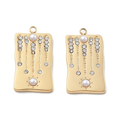 304 подвески из нержавеющей стали, со стразами, ионное покрытие (ip), прямоугольные