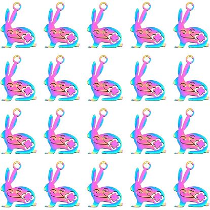 20шт. 201 подвески-кролики из нержавеющей стали, кролик, Пасхальный кролик