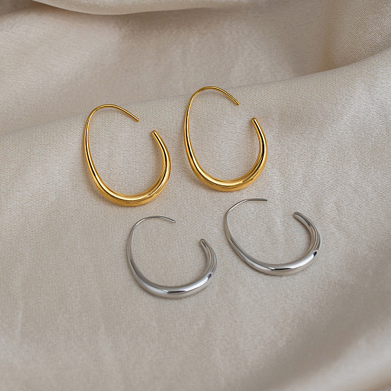 304 boucles d'oreilles pendantes en forme de larme en acier inoxydable, placage sous vide pvd