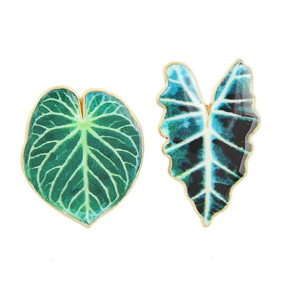 Эмалевые значки в форме листа для рюкзака или одежды, золотые