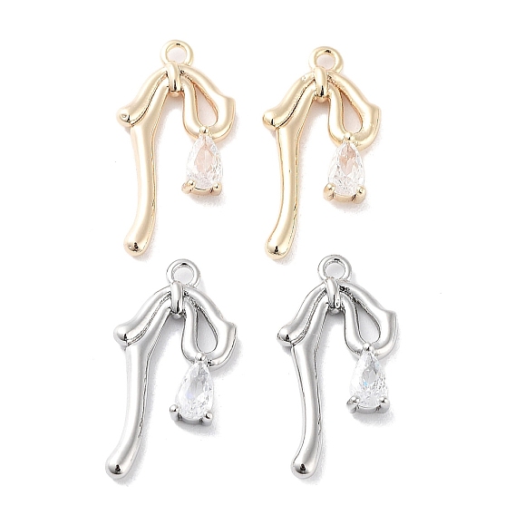 Glass Pendants, with Brass Findings, Bowknot Charm