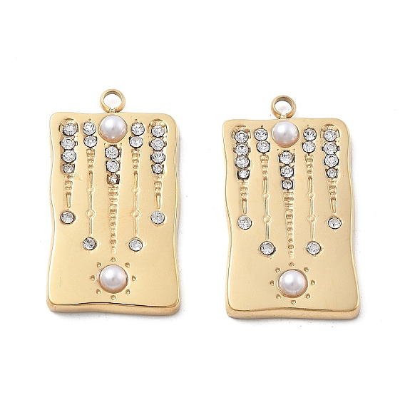 304 подвески из нержавеющей стали, со стразами, ионное покрытие (ip), прямоугольные