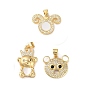 Brass Micro Pave Clear Cubic Zirconia Pendants, Cadmium Free & Lead Free, with Shell, Real 18K Gold Plated