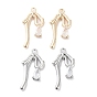 Glass Pendants, with Brass Findings, Bowknot Charm