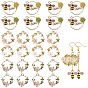 24Pcs 6 SAtyle Alloy Pendants, with Enamel & Clear Cubic Zirconia, Light Gold, Cadmium Free & Lead Free, Flat Round