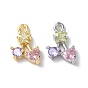 Brass Micro Pave Cubic Zirconia Charms, Star with Flat Round and Heart Charms
