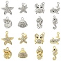 16Pcs 2 Colors 8 Styles Alloy Crystal Rhinestone Pendants, Ocean Theme Charms