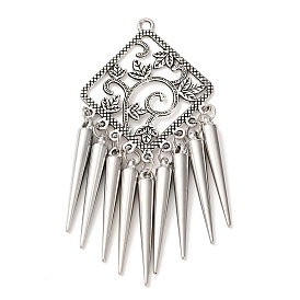 Тибетский сплав стиля большие кулоны, ромб с конусообразной кисточкой