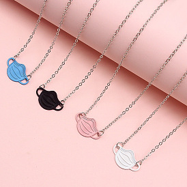 Fashionable Alloy Pendant Necklace for Black White Blue Pink Colored Face Masks