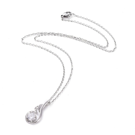 Brass Cubic Zirconia Pendant Necklaces, with 304 Stainless Steel Cable Chains and Lobster Claw Clasps, with Cardboard Packing Box, Phoenix
