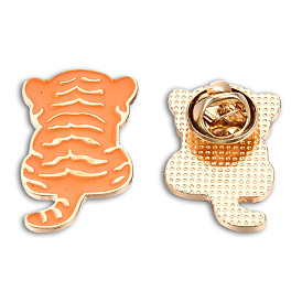 Tiger Shape Enamel Pin, Light Gold Plated Alloy Animal Badge for Backpack Clothes, Nickel Free & Lead Free