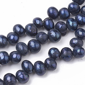 Hilos de perlas de agua dulce cultivadas naturales, teñido, oval