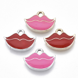 Eco-Friendly Zinc Alloy Pendants, Makeup Pendants, with Enamel, Lip, Cadmium Free & Nickel Free & Lead Free