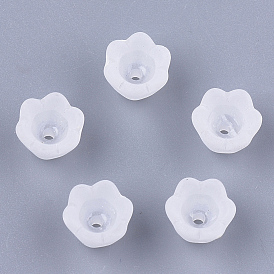 6-Petal Transparent Acrylic Bead Caps, Frosted, Tulip Flower/Lily of the Valley