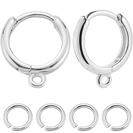 20шт. латунная фурнитура для сережек-колец, с 20 шт. 304 соединительными кольцами из нержавеющей стали