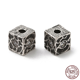 925 Sterling Silver Beads, Square, with S925 Stamp
