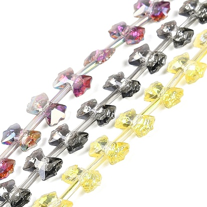 Стеклянные бусины с гальваническим покрытием , с половиным покрытием, бантом