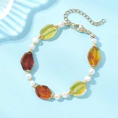 Браслеты для женщин из натурального янтаря и пресноводного жемчуга с градиентным цветом., самородки