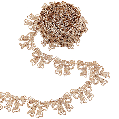 10Yards Gold Metallic Embroidery Lace Trim, Craft Ribbon for Bridal, Costume, Jewelry, Crafts and Sewing, Bowknot