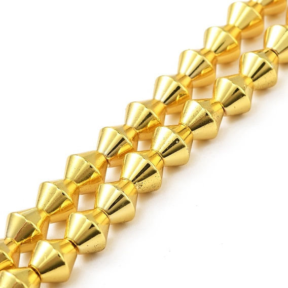 Electroplated Non-magnetic Synthetic Hematite Beads Strands, Bicone