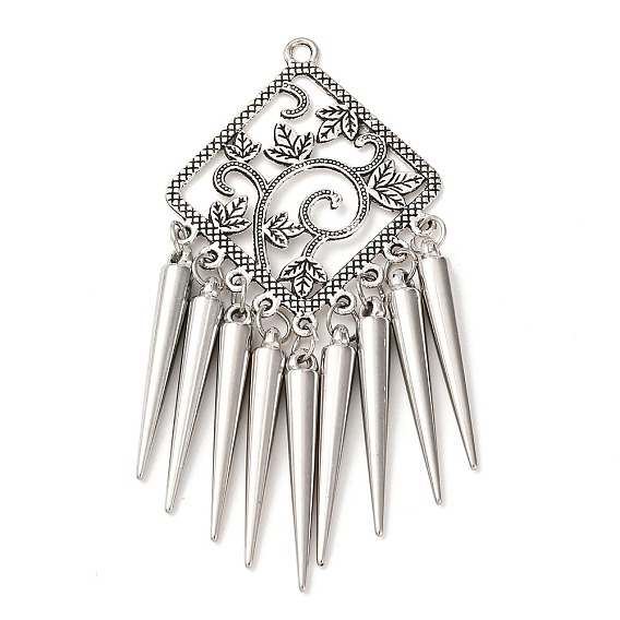 Тибетский сплав стиля большие кулоны, ромб с конусообразной кисточкой