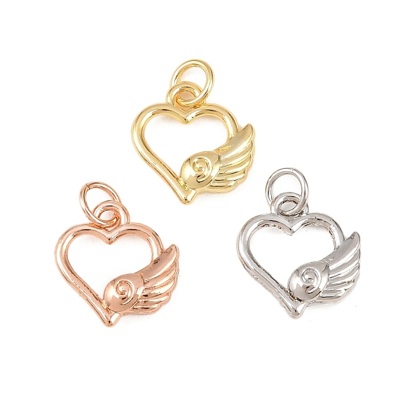 Латунные подвески, сердце с крыла прелести, стойки покрытие, долговечный, без кадмия и без свинца