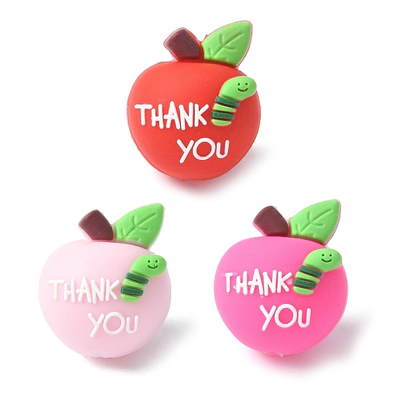 Мультяшное двухстороннее яблоко со словом спасибо силиконовые бусины, фокусные бусы
