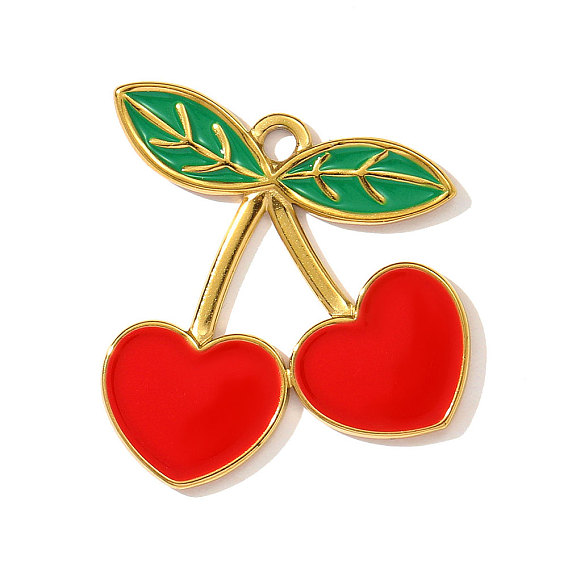 304 нержавеющей стальной эмали подвески, черри прелести, ионное покрытие (ip), реальный 18 k позолоченный