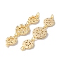 Brass Pave Clear Cubic Zirconia Connector Charms, Triple Flower Links with Jump Rings
