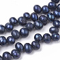 Brins de perles de culture d'eau douce naturelles, teint, ovale
