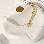 14k Gold Cuban and Freshwater Pearl Necklace - European and American Style