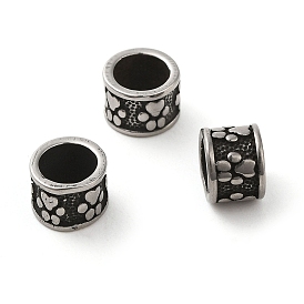 Column with Paw Print 304 Stainless Steel European Beads, Large Hole Beads