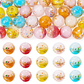 30 шт 5 цвета бусины лэмпворк ручной работы, круглая с цветком, два тона