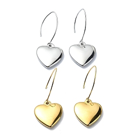 304 Stainless Steel Heart Dangle Earrings