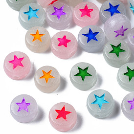 Perles acryliques gainsboro lumineuses, brillent dans le noir, trou horizontal, plat et circulaire avec étoile