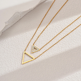 201 двухслойные ожерелья из нержавеющей стали с подвеской в форме перевернутого треугольника для женщин