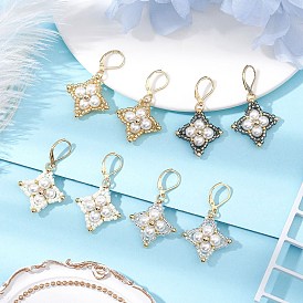 Стеклянные бусины ромбовидные серьги-русалки, с ракушечным жемчугом и 304 фурнитурой для сережек-русалок из нержавеющей стали