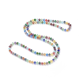 Electroplate Faceted Abacus Glass Beaded Necklaces, with Glass Seed Beads