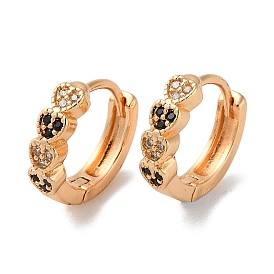 Brass Hoop Earrings with Rhinestone, Heart