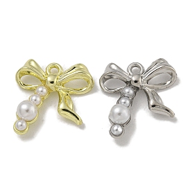 Alloy ABS Pearl Pendants, Cadmium Free & Nickel Free & Lead Free, Bowknot Charms