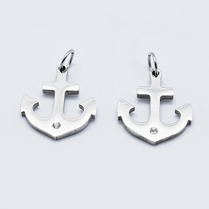 316 chirurgische Edelstahl-Mikropflaster-Anhänger aus klarem Zirkonia, langlebig überzogen, Anker