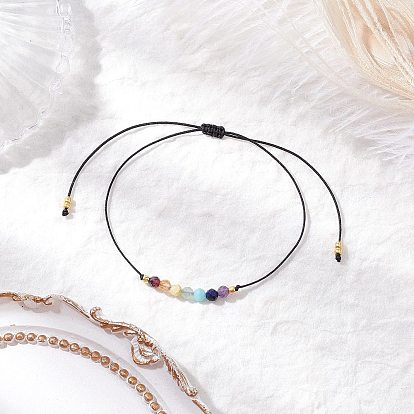 Чакра регулируемые плетеные браслеты из нейлоновой нити для мужчин и женщин, с натуральными смешанными бусинами из драгоценных камней и стеклянными бусинами