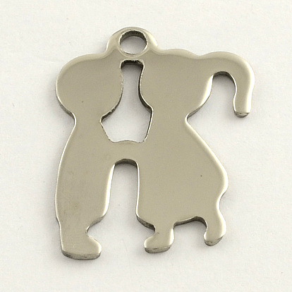 Valentines Day Gifts Ideas 201 Stainless Steel Lover Stamping Blank Tag Pendants, Mirror Polished Finish, 31x23x1mm, Hole: 3mm